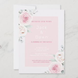 Pink & White Floral Watercolor Wedding Invitation