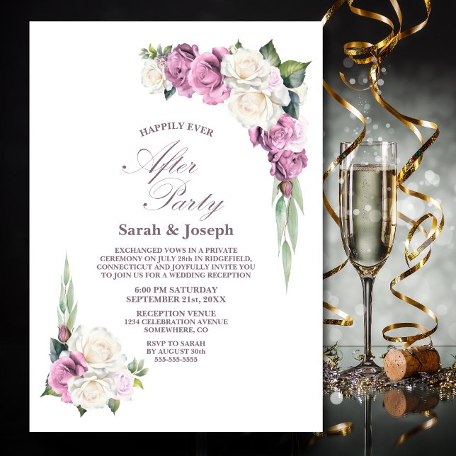 Pink White Floral Wedding After Party Invitation (Creator Uploaded)