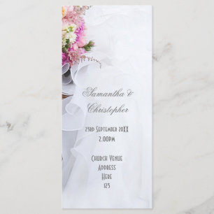 Pink White floral wedding church wedding program