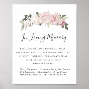 Pink White Floral Wedding Memorial Sign