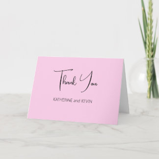Pink White Floral Wedding Thank You Card