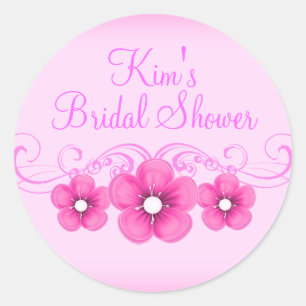 Pink & White Flower Bridal Shower Sticker