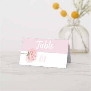 Pink white flower Table Place Card