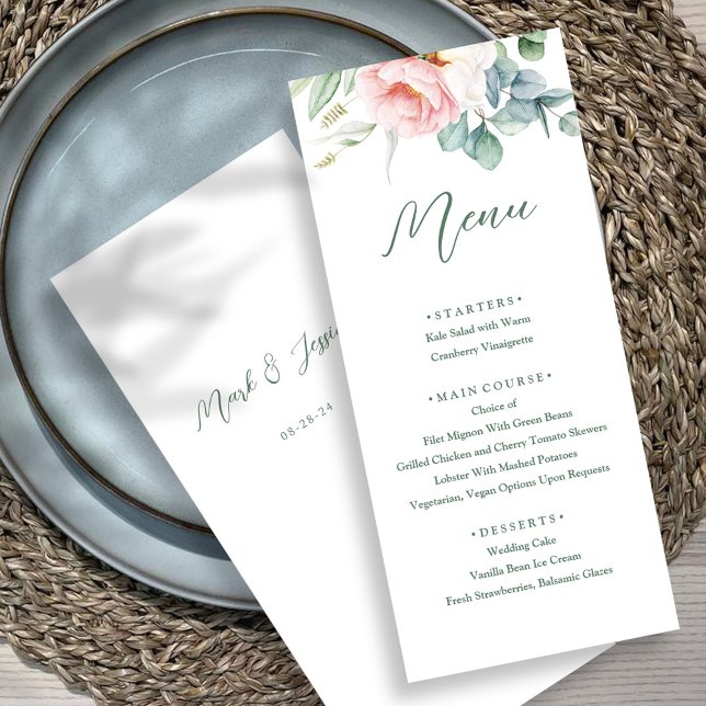 Pink White Flower Wedding Menu (Creator Uploaded)