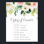 Pink White Flower Wedding Order of Events Sign<br><div class="desc">Use our pink and white flower wedding order of events sign to let your guests know your schedule. The wording is customisable. Use Zazzle's "Personalise this template" tool to enter your own information. If you need to change the placement of the text boxes, font colour or size just click on...</div>