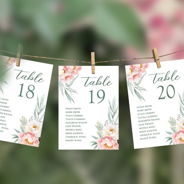 Pink White Flower Wedding Seating Chart Card (Creator Uploaded)