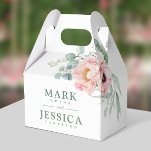 Pink White Flower Wedding Thank You Favour Box