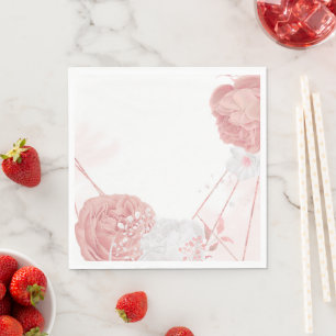 pink & white flowers botanical wedding napkins