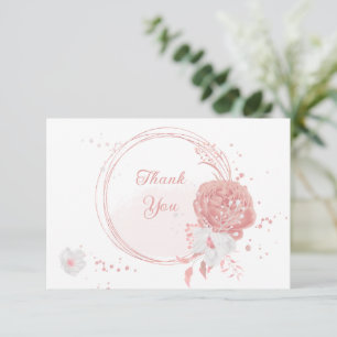 pink & white flowers botanical wedding thank you card