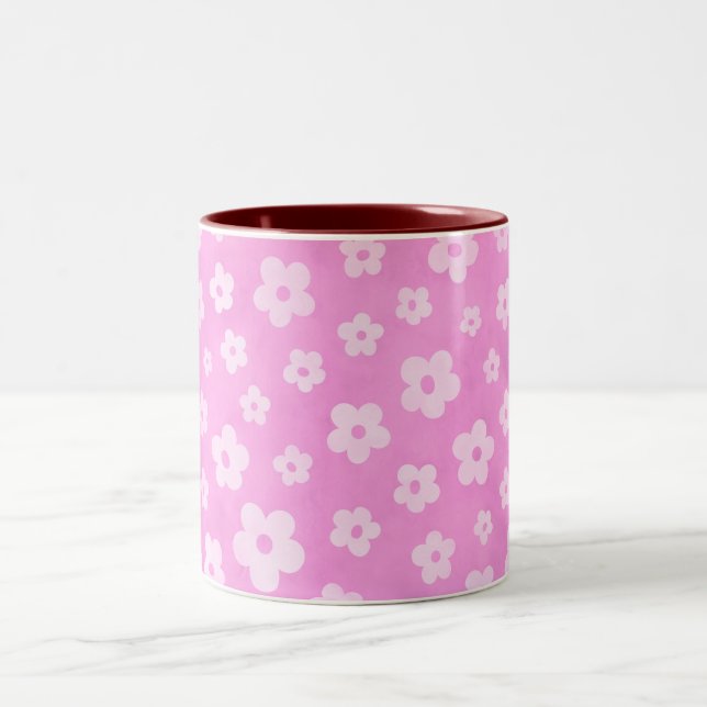 Pink & white flowers coffee & tea mug (Center)