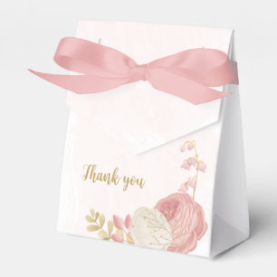 pink & white flowers gold botanical favour box
