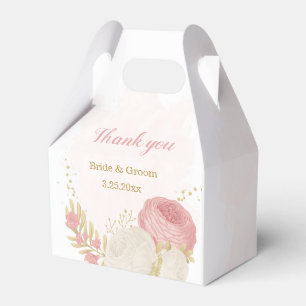 pink & white flowers gold botanical favour box