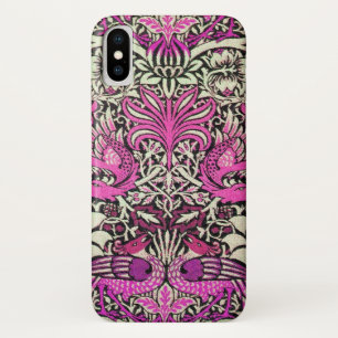 PINK WHITE FLOWERS,PEACOCKS AND DRAGONS iPhone X CASE
