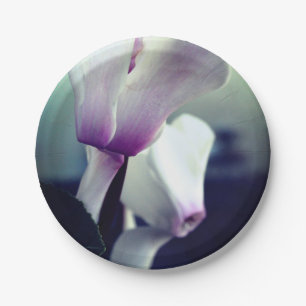 Pink White Flowers Photo Custom Paper Plates