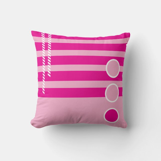 Pink White Geometric Abstract Cushion (Front)