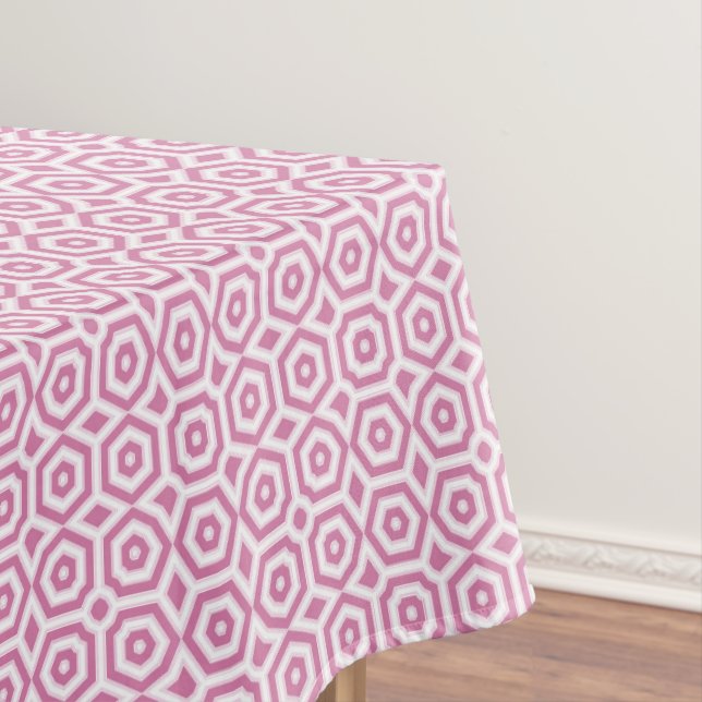pink white geometric pattern art deco  tablecloth (In Situ)