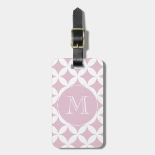 Pink White Geometric Pattern Custom Monogram Luggage Tag