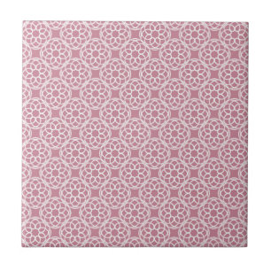 Pink White Geometric Seamless Pattern Ceramic Tile