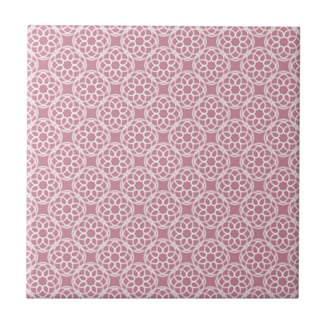 Pink White Geometric Seamless Pattern Ceramic Tile (Front)