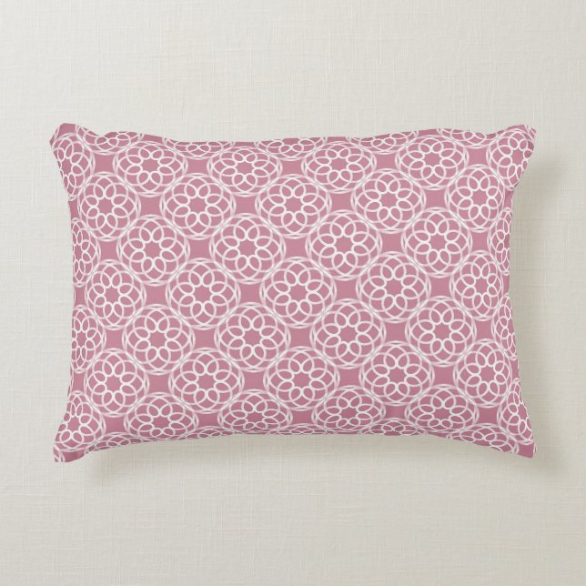 Pink White Geometric Seamless Pattern Decorative Cushion (Front)