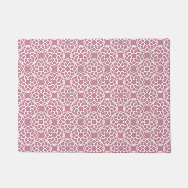 Pink White Geometric Seamless Pattern Doormat (Front)