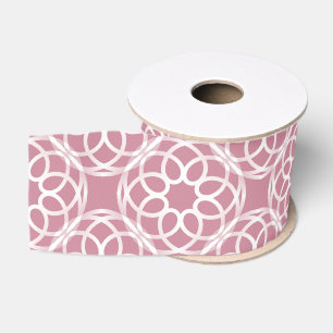 Pink White Geometric Seamless Pattern Grosgrain Ribbon