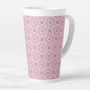 Pink White Geometric Seamless Pattern Latte Mug