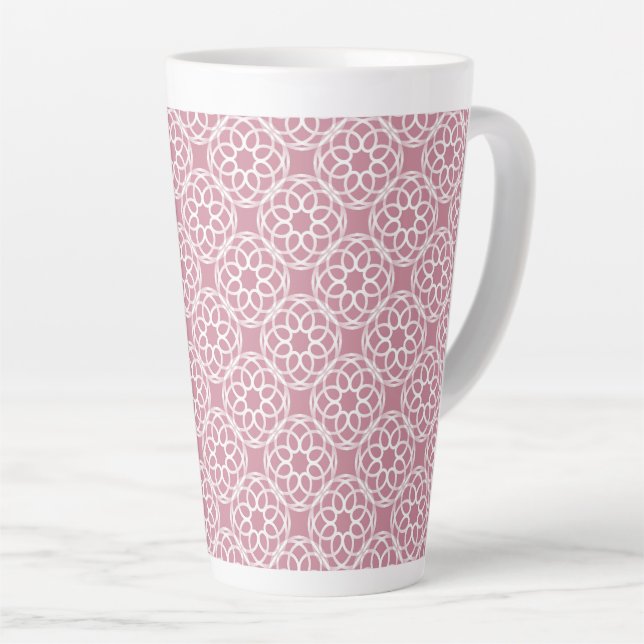 Pink White Geometric Seamless Pattern Latte Mug (Right Angle)