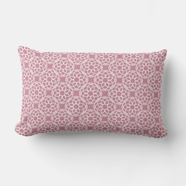 Pink White Geometric Seamless Pattern Lumbar Cushion (Front)