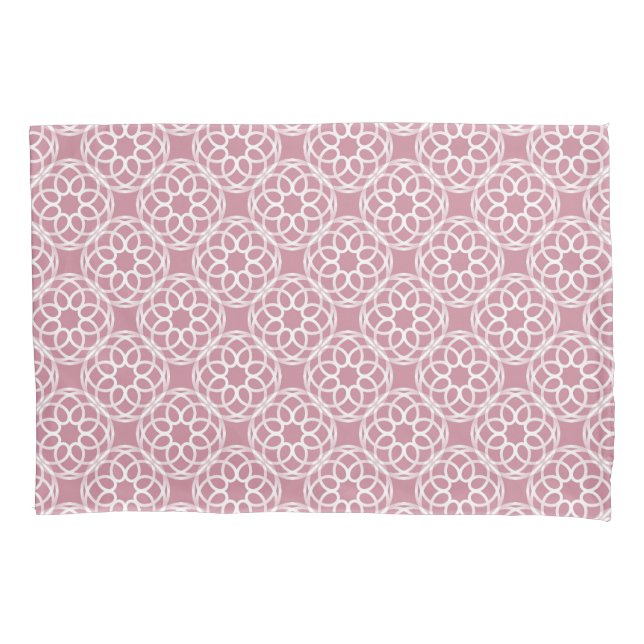 Pink White Geometric Seamless Pattern Pillowcase (Front)