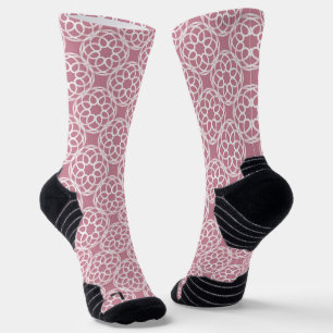 Pink White Geometric Seamless Pattern Socks