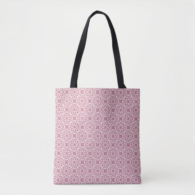 Pink White Geometric Seamless Pattern Tote Bag (Front)