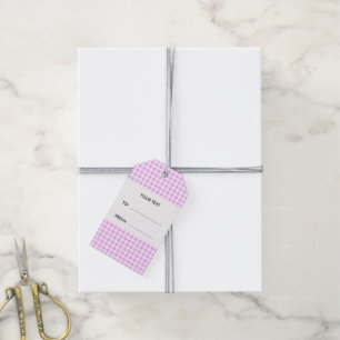 Pink White Gingham Pattern, Your Monogram Gift Tags