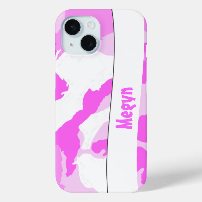 Pink White Girly Camouflage Pattern Custom Case-Mate iPhone Case (Back)