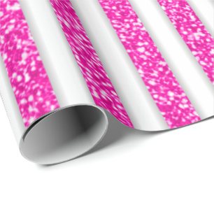 Pink White Glitter Christmas Wrapping Paper