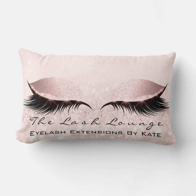 Pink White Glitter  Makeup Lashes Princess Pastel Lumbar Cushion (Front)