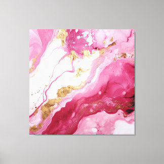 Pink, White, Gold Abstract Canvas Print