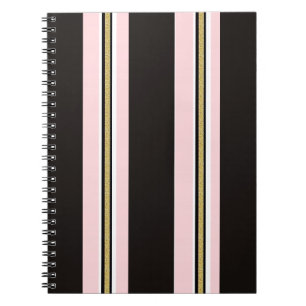 Pink & White Gold Black Spiral Notebook