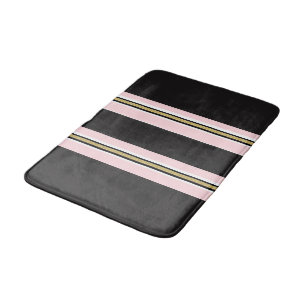 Pink & White Gold Black Stripe Bathmat