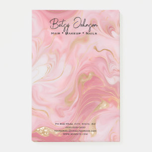 Pink White Gold Marbled Post-it Notes