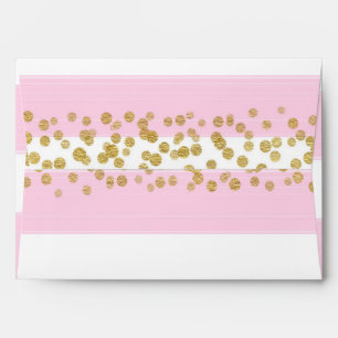 Pink White & Gold Shiny Dots Invitation Envelope