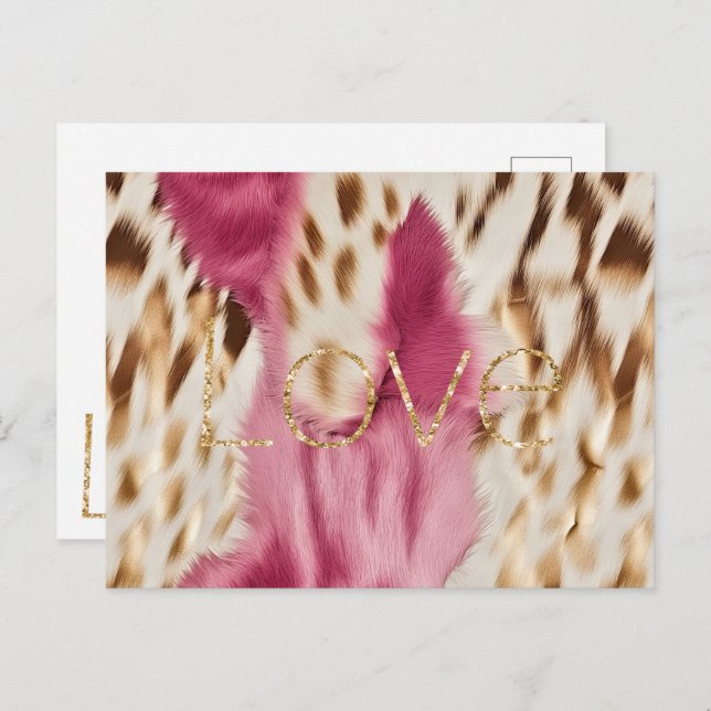 Pink White Gold Southwest Cowgirl Glitter Love Postcard (Front/Back)