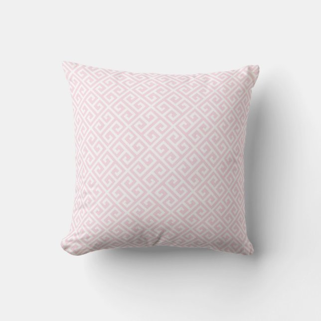 Pink & White Greek Key Throw Pillows (Front)