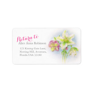 Pink white green hellebore Spring address labels