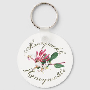 Pink White Greenery Pretty Honeysuckle Key Ring
