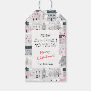 Pink White Grey Christmas Gift Tag