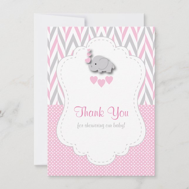 Pink, White Grey Elephant Thank You 2 (Front)