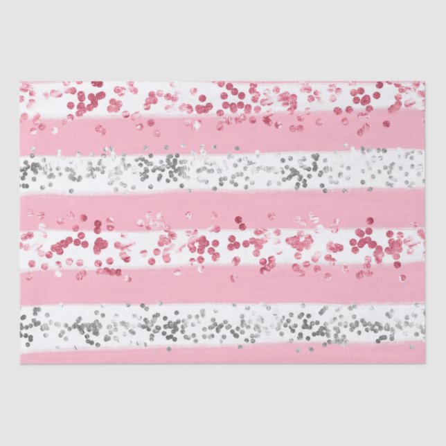  Pink White Grey Glitter Birthday Baby Bridal Show Tissue Paper (Front)