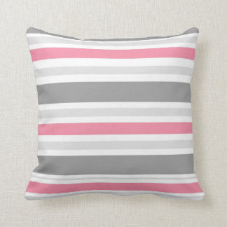 Pink,White.Grey Stripe Throw Pillow