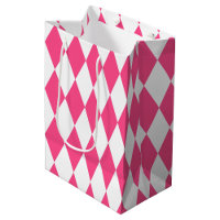 Pink White Harlequin Diamonds Checkers Design 